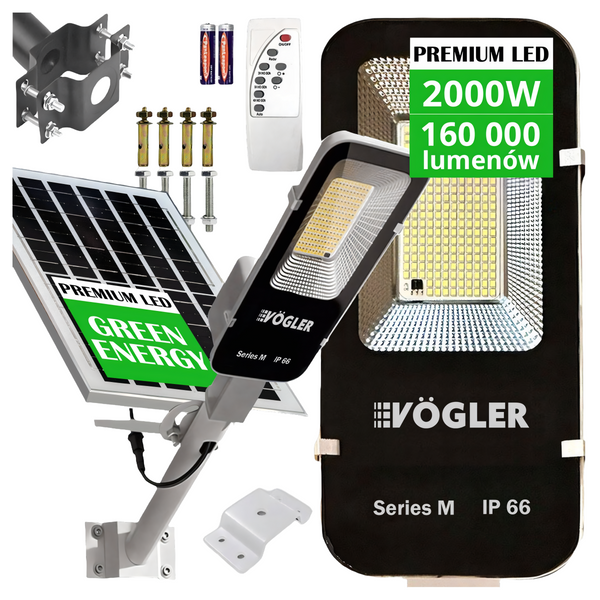Mocna Lampa Solarna LED 2000W z Czujnikiem Zmierzchu + Pilot