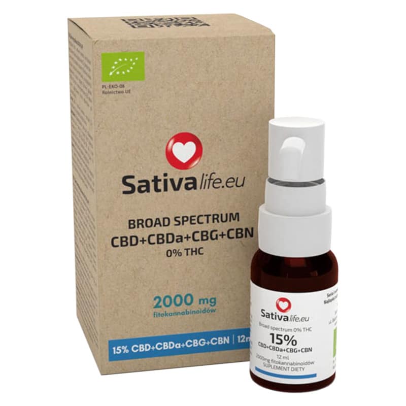 Olejek CBD 15% Broad Spectrum Sativa Life - Naturalne wsparcie zdrowia i równowagi - 12 ml