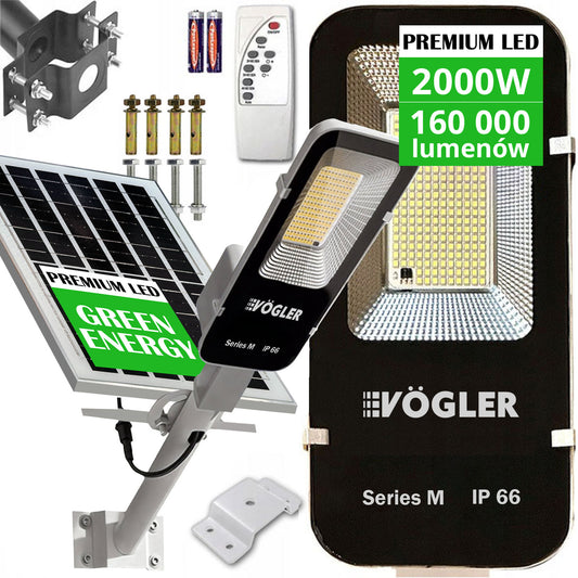 Mocna Lampa Solarna LED 2000W z Czujnikiem Zmierzchu + Pilot