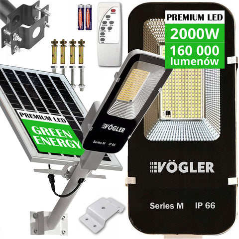 Mocna Lampa Solarna LED 2000W z Czujnikiem Zmierzchu + Pilot