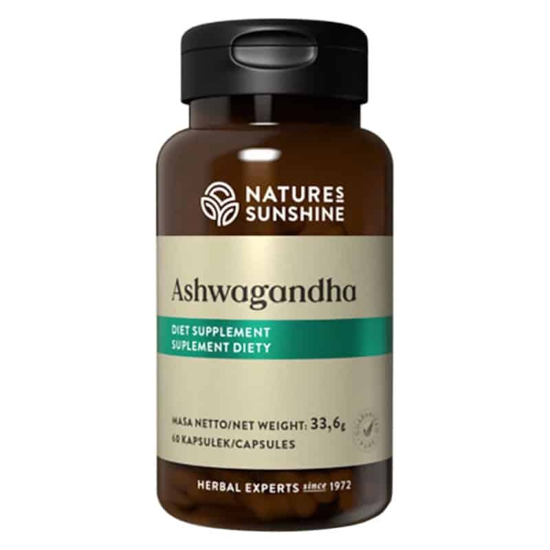 Ashwagandha Nature’s Sunshine – Łagodzi stres i zmęczenie – 60 kapsułek