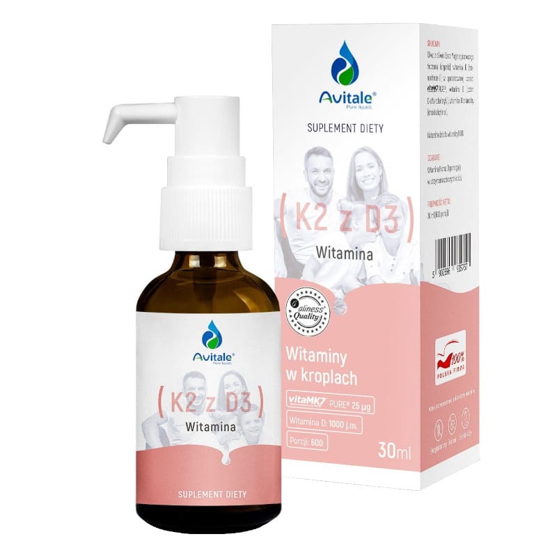 Witamina K2 z D3 Avitale w kroplach Aliness - 30 ml (600 porcji)