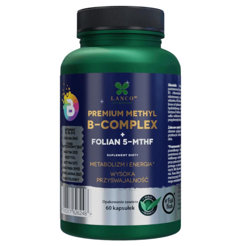B COMPLEX PREMIUM METYLOWANY Lanco - Wzmocniony o Kwas foliowy 5 - MTHF - 60 kapsułek