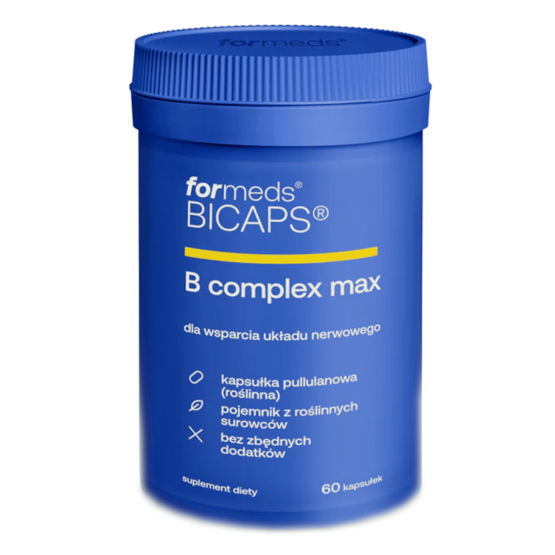 B complex max Formeds bicaps - Kompozycja wysokich dawek 11 witamin z grupy B - 60kapsułek