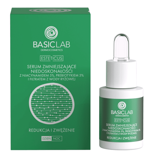 Serum zmniejszające niedoskonałości BASICLAB - Redukcja i Zwężenie - 15 ml, 30 ml (Pojemnosc: 30-ml)
