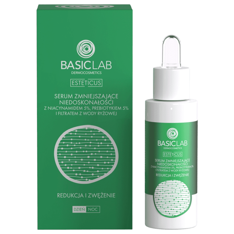 Serum zmniejszające niedoskonałości BASICLAB - Redukcja i Zwężenie - 15 ml, 30 ml (Pojemnosc: 30-ml)