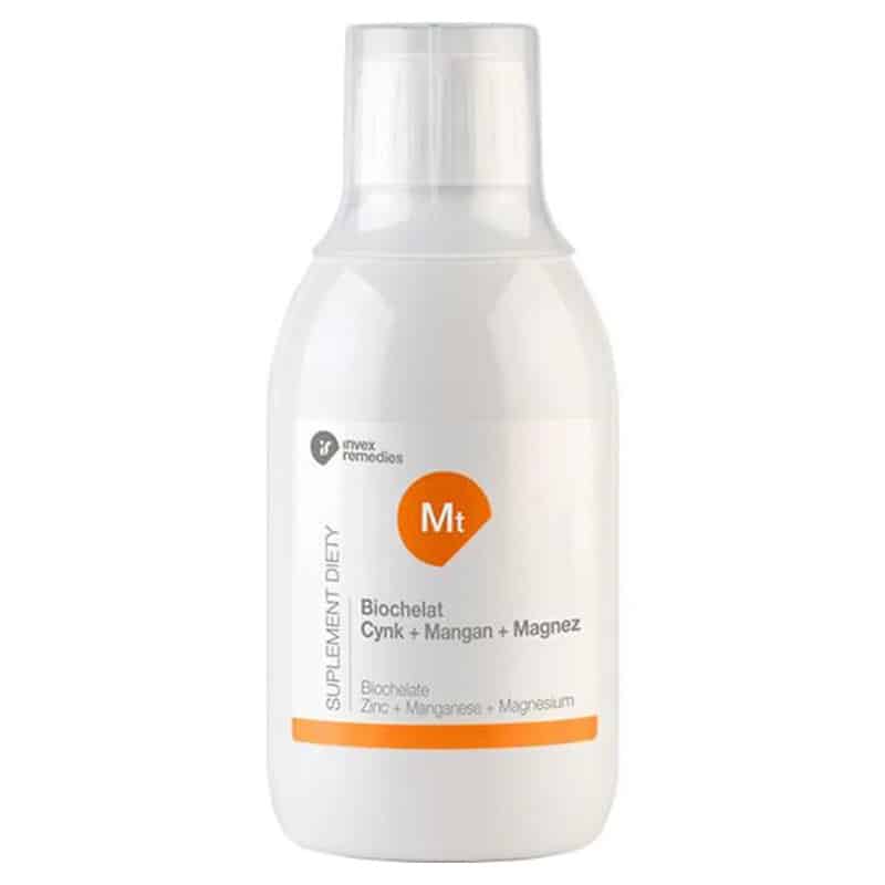 Biochelat Mt Cynk + Mangan + Magnez Uzupełnij niedobry minerałów Invex Remedies – 300 ml