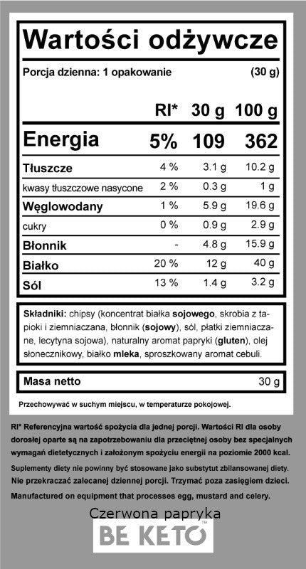 Keto Chipsy BeKeto - Ser & cebulka, Czerwona papryka oraz Orientalne pikantne - 30 g (Smak: ser-szwajcarski-francuska-cebulka)