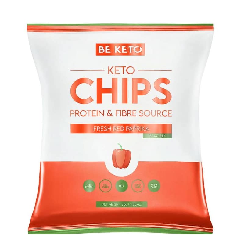 Keto Chipsy BeKeto - Ser & cebulka, Czerwona papryka oraz Orientalne pikantne - 30 g (Smak: ser-szwajcarski-francuska-cebulka)