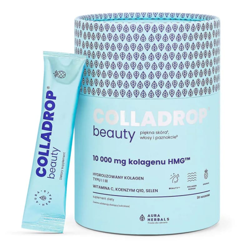 Colladrop Beauty kolagen HMG™ 10000 mg Aura Herbals - 30 saszetek różne smaki (Smak: ananas)