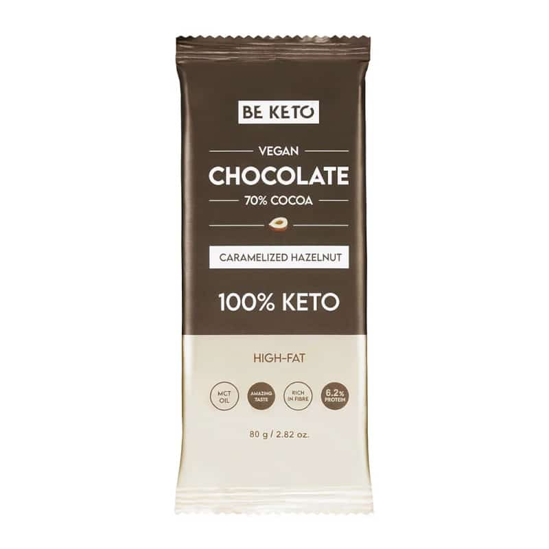 Wegańska Keto Czekolada z Olejem MCT BeKeto - Różne smaki 80 g (Smak: karmelizowany-orzech-laskowy)