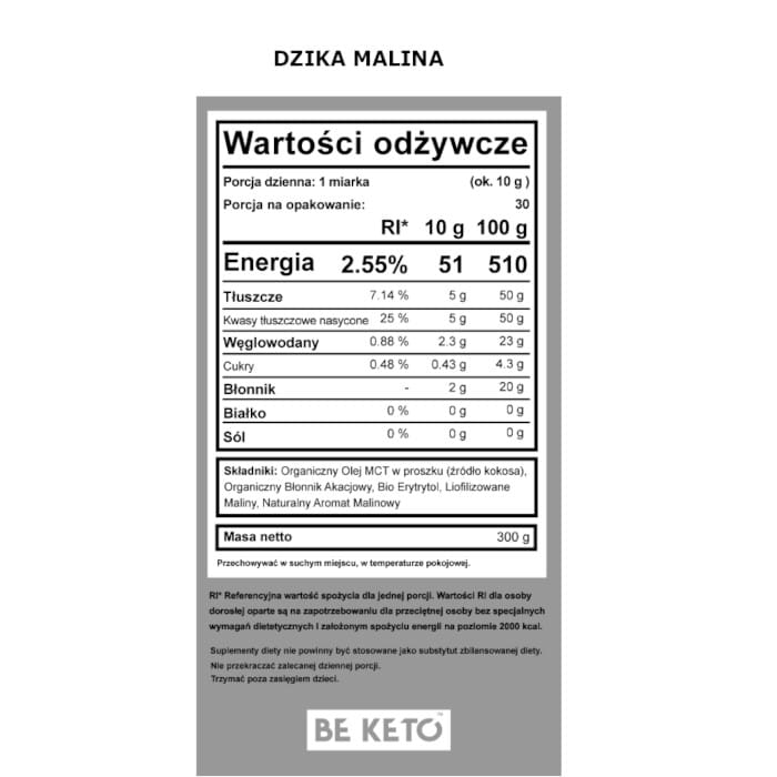 Olej MCT BeKeto w proszku 300 g - Różne smaki (Smak: bezsmakowy)