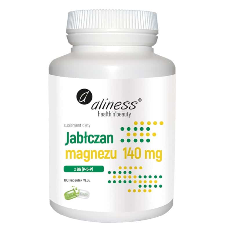Jabłczan magnezu 140 mg + Witamina B6 (pirydoksalo-5-fosforan) 5 mg Aliness - 100 kapsułek