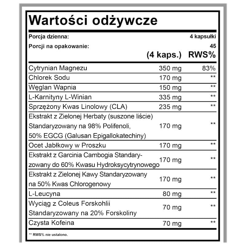 Spalacz tłuszczu Keto Burn z Kofeiną BeKeto - 180 kapsułek