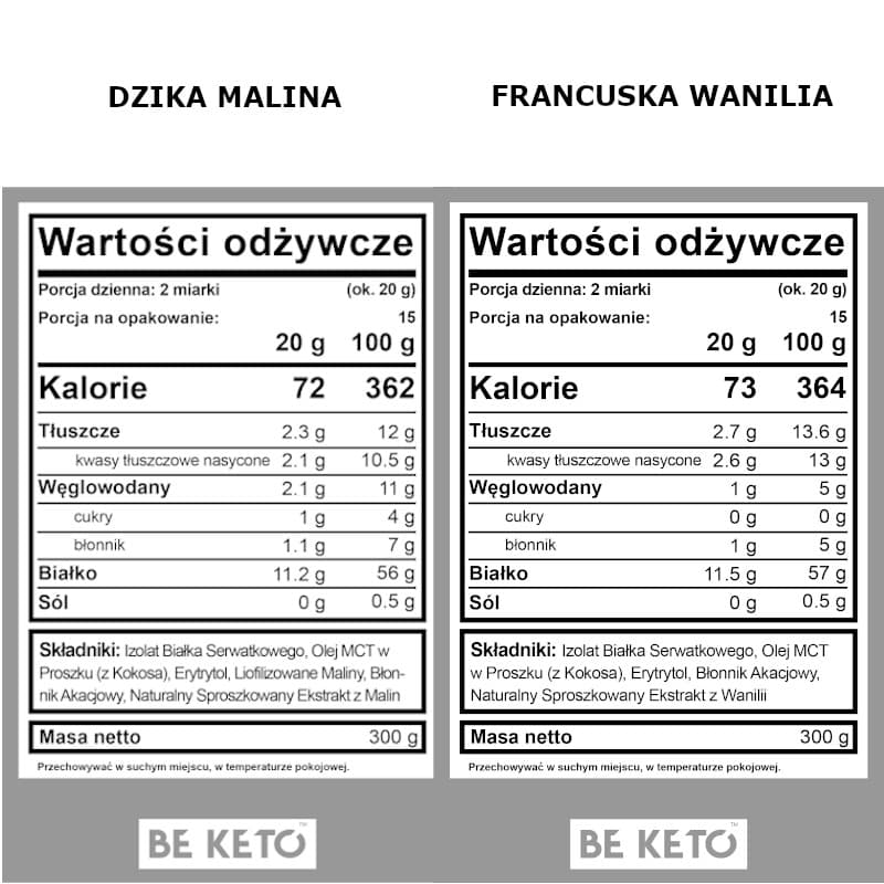 Keto Izolat Białka z olejem MCT BeKeto 300 g - Różne smaki (Smak: swieza-truskawka)