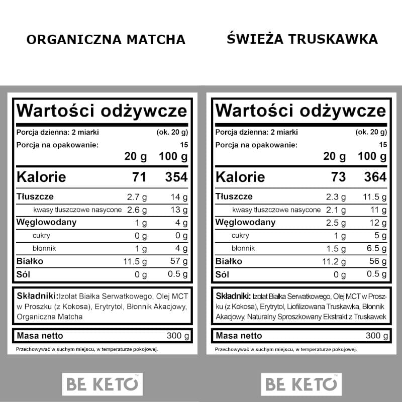 Keto Izolat Białka z olejem MCT BeKeto 300 g - Różne smaki (Smak: kokos-biala-czekolada)
