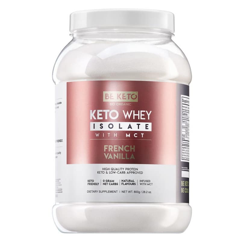 Keto Izolat Białka z olejem MCT BeKeto 800 g - 3 pyszne smaki (Smak: francuska-wanilia)