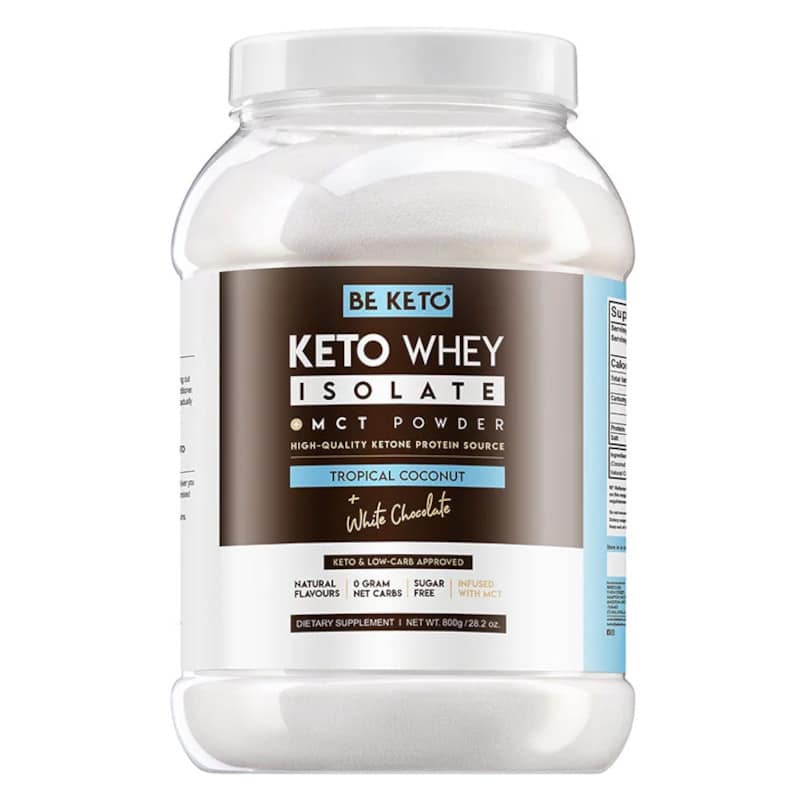 Keto Izolat Białka z olejem MCT BeKeto 800 g - 3 pyszne smaki (Smak: francuska-wanilia)