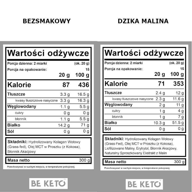 Kolagen z olejem MCT BeKeto w proszku 300 g - Różne smaki (Smak: francuska-wanilia)