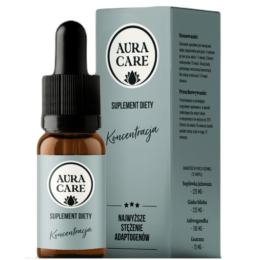 Koncentracja AURA CARE - Naturalne wsparcie dla umysłu i ciała - 10ml, około 300 kropli