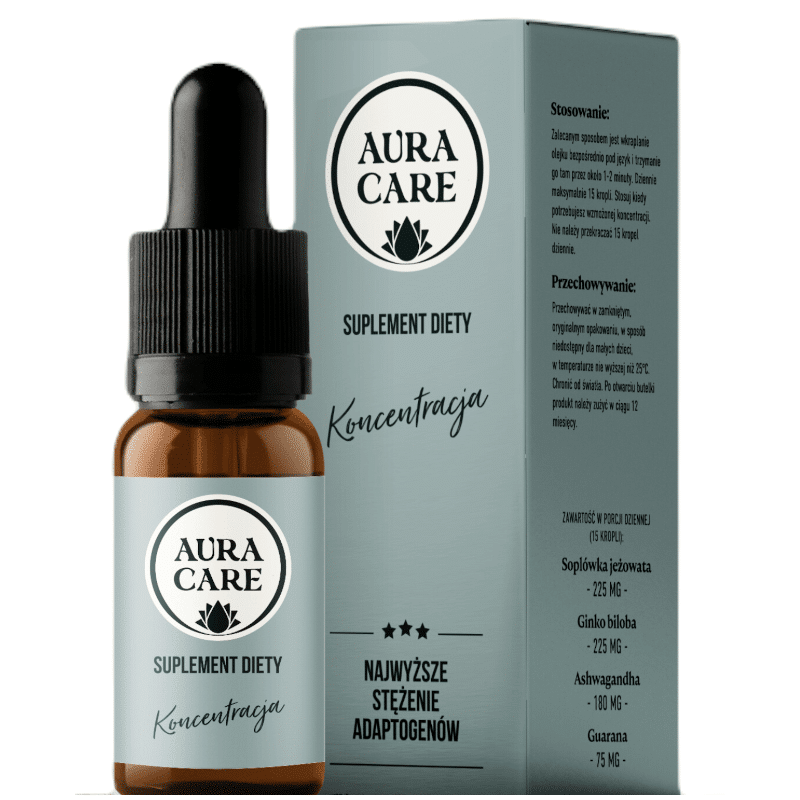 Koncentracja AURA CARE - Naturalne wsparcie dla umysłu i ciała - 10ml, około 300 kropli