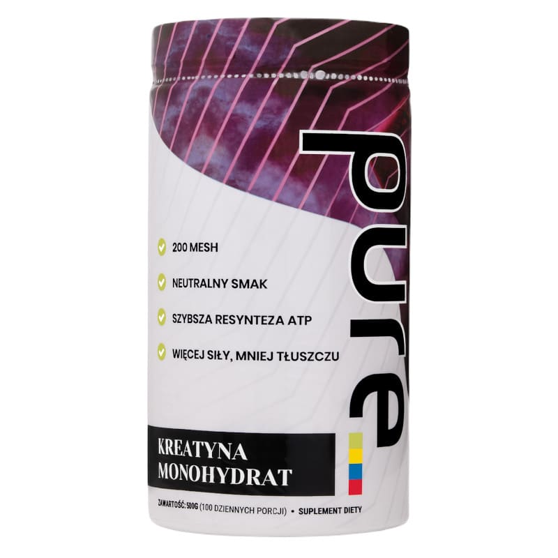 Kreatyna monohydrat Pure 500 g - Zwiększa wydolność fizyczną – 100 dziennych porcji