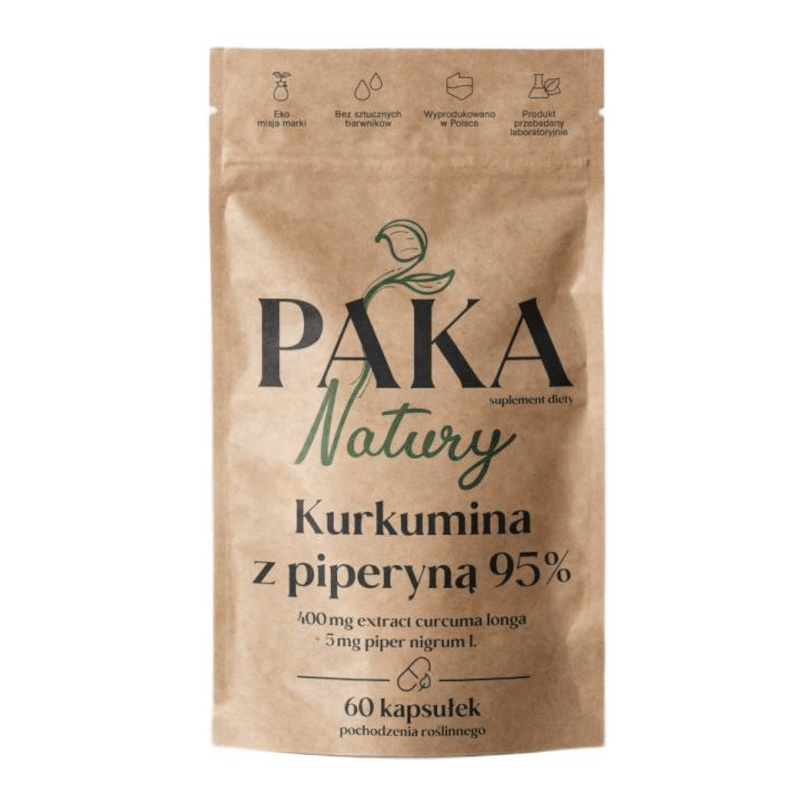 Kurkumina z piperyną Paka Natury - Wsparcie organizmu - 60 kapsułek