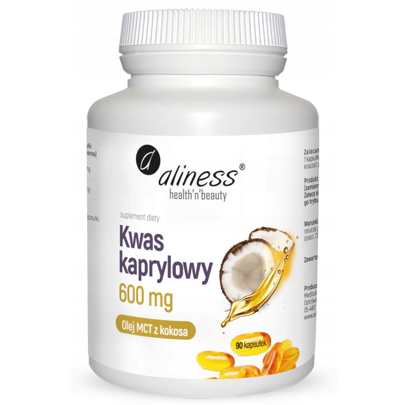 Kwas kaprylowy Aliness - Olej MCT z kokosa - 90 kapsułek