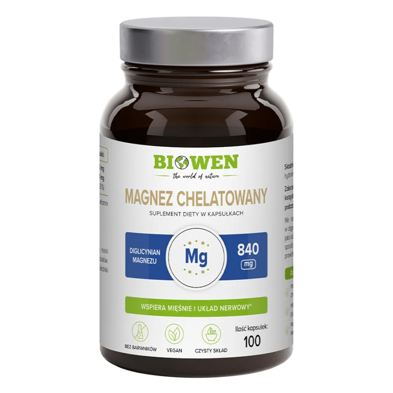 Magnez chelatowany Biowen - Forma diglicynianu magnezu - 100 kaps