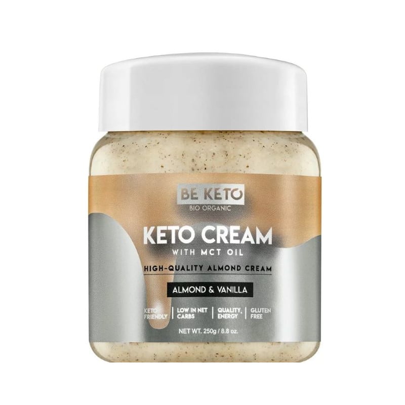 Keto Krem z Olejem MCT BeKeto - Różne Smaki 250 g (Smak: biala-czekolada-malina)
