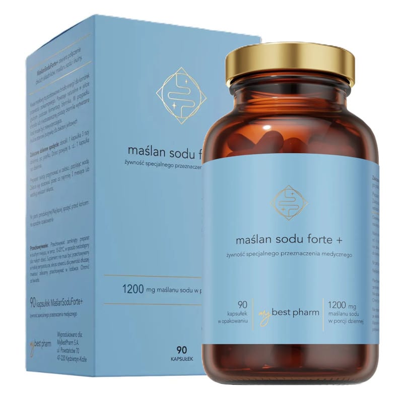 Maślan Sodu Forte+ 1200mg MyBestPharm - Zdrowie i komfort jelit - 90 kapsułek