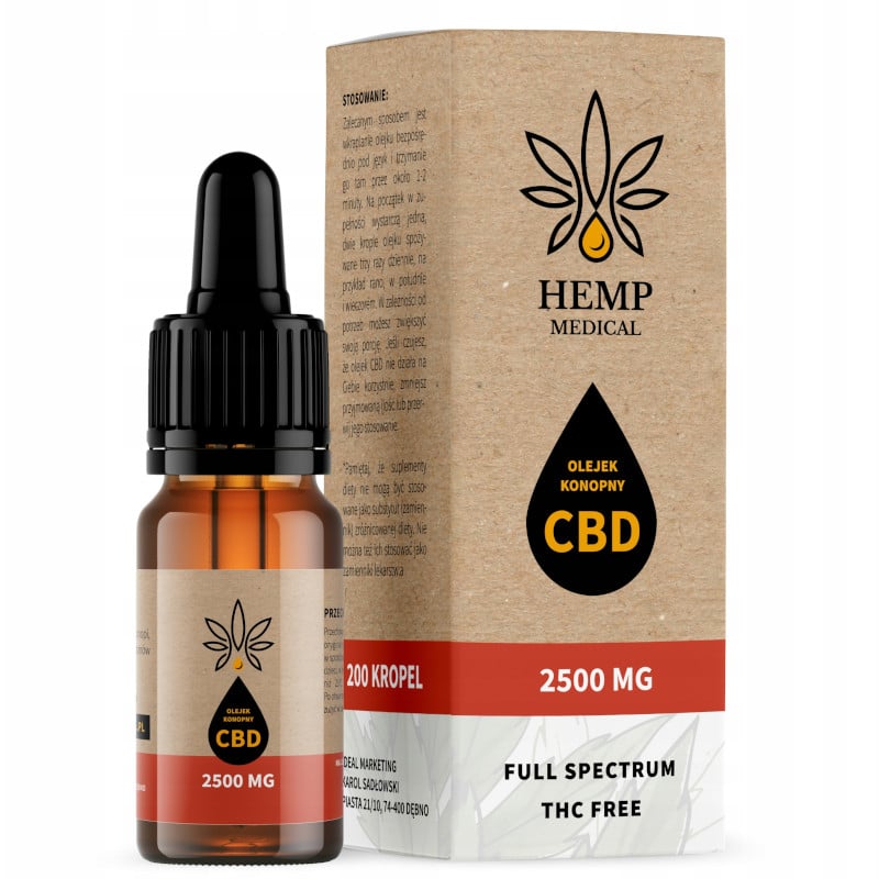 Olejek konopny 25 % Hemp Medical - Olej z konopi włóknistych - 10 ml