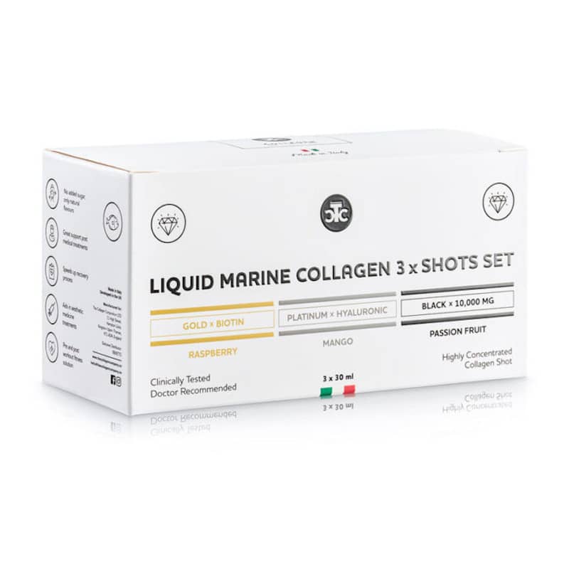 Płynny Kolagen Morski Mix Smaków The Collagen Company Zestaw 3 x Shot po 30 ml