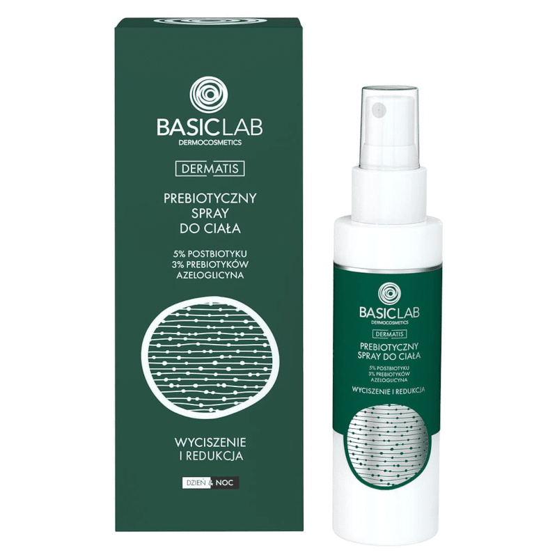 Prebiotyczny spray do ciała BASICLAB - Do codziennej pielęgnacji każdego rodzaju skóry wymagającej i wrażliwej - 100 ml spray