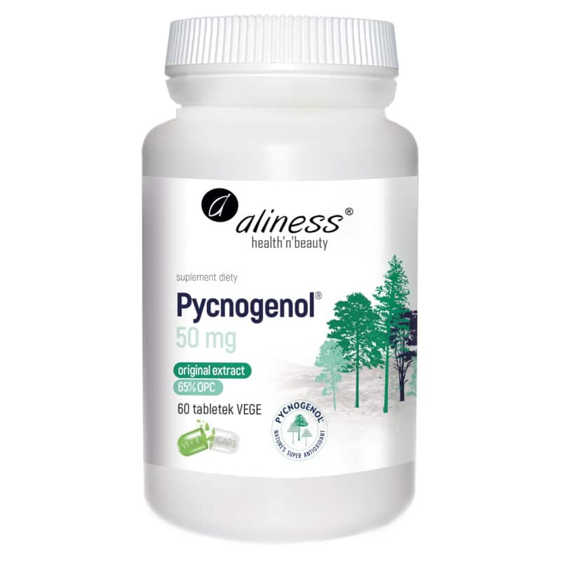Pycnogenol extract 65% 50 mg Aliness - Działa przeciwzapalnie - 60 kapsułek
