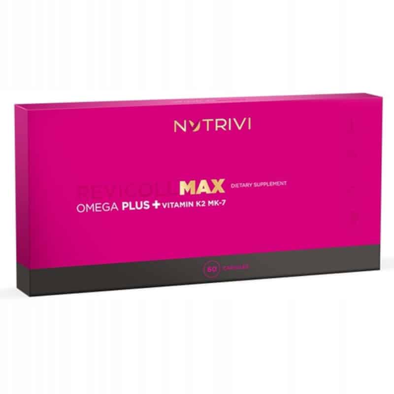 Revicoll MAX Omega Plus K2MK7 NUTRIVI WellU - Omega3 z kolagenem rybim i witaminami A, D, E, K - 60 kapsułek