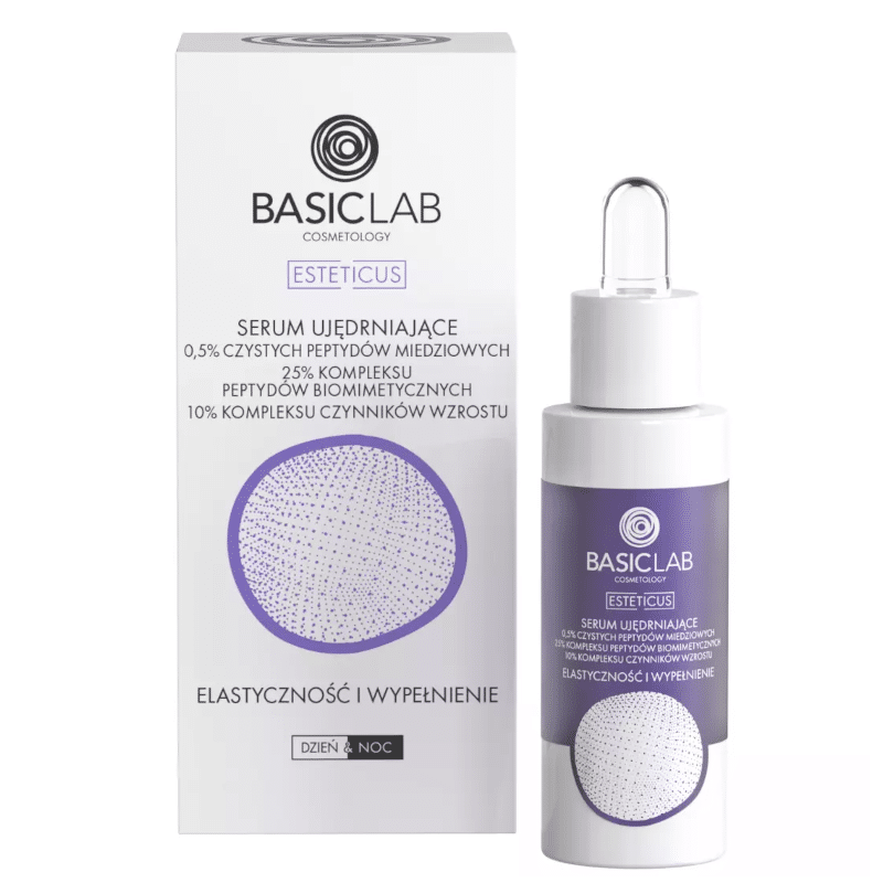 Serum ujędrniające BASICLAB - Poprawia elastyczność skóry i optycznie wypełnia zmarszczki - 30 ml