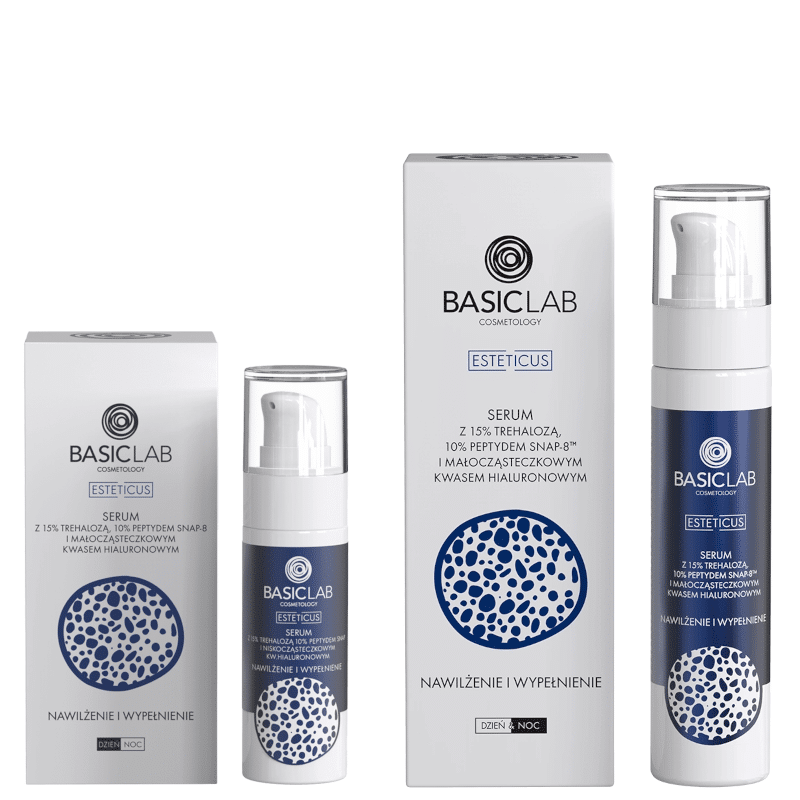 Serum z trehalozą 15% i 10% peptydem BASICLAB - Nawilżenie i Wypełnienie - 30ml, 50ml (Pojemnosc: 50-ml)