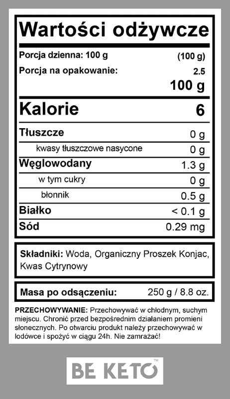 Bio Makaron Konjac Spaghetti BeKeto – Stworzony z organicznych składników – 320 g