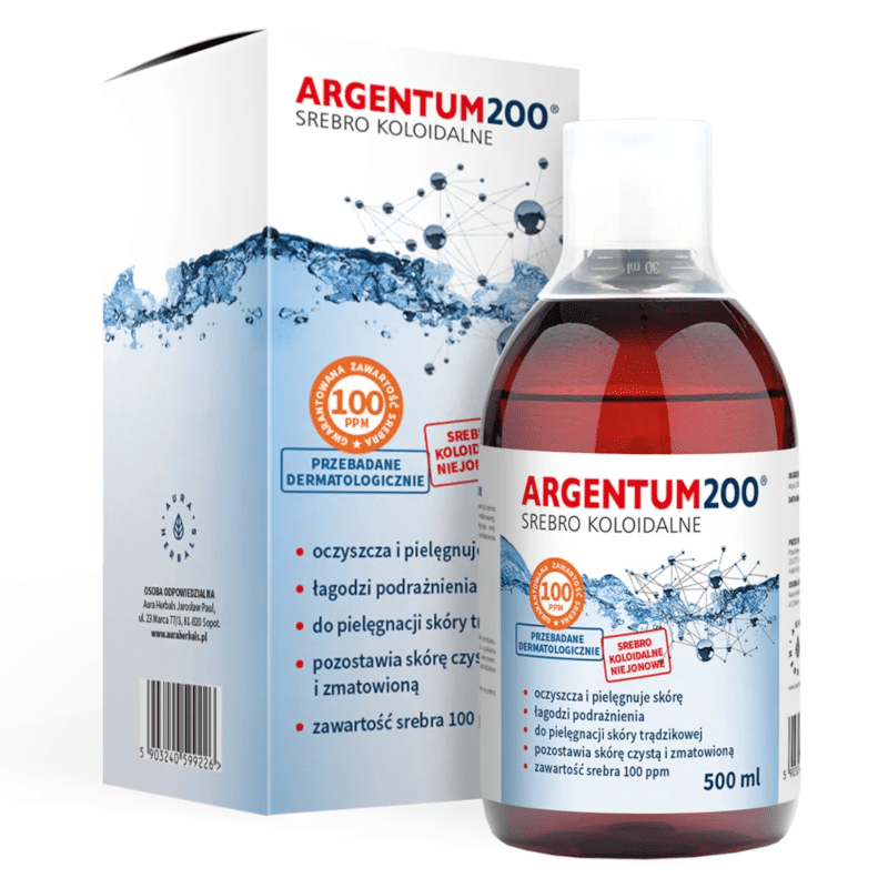 Srebro Koloidalne 100 ppm Argentum 200 Aura Herbals - 500 ml tonik