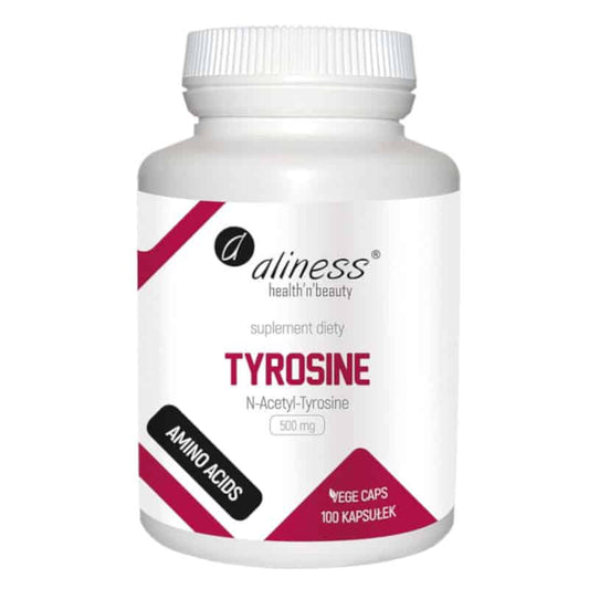 Tyrosine 500 mg N-Acetyl-Tyrosine Aliness - Na przemęczenie i wzmocnienie - 100 kapsułek