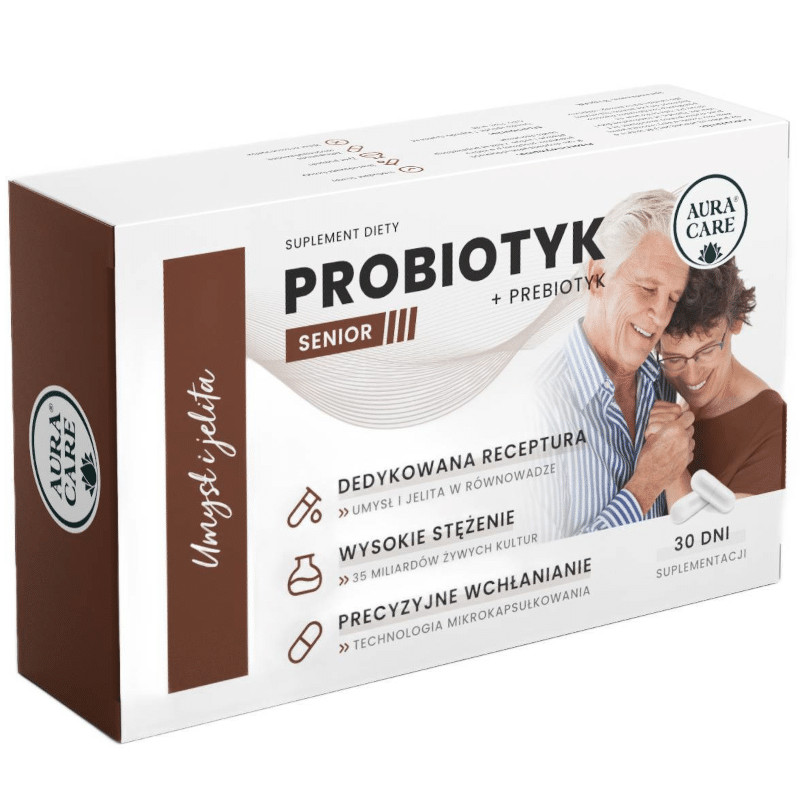 Umysł i jelita Senior Aura Care - Probiotyki dla Seniora - 30 kapsułek