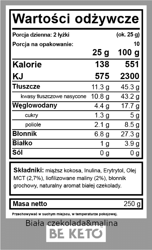 Keto Krem z Olejem MCT BeKeto - Różne Smaki 250 g (Smak: orzech-laskowy)