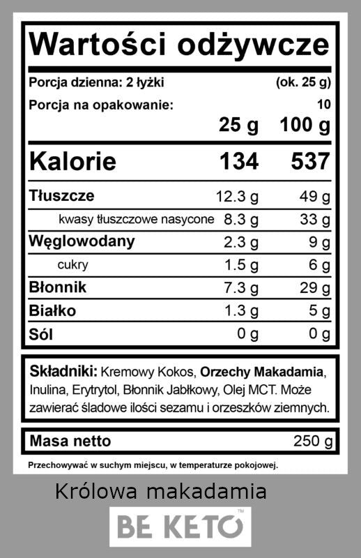 Keto Krem z Olejem MCT BeKeto - Różne Smaki 250 g (Smak: maslo-orzechowe)