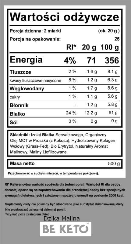 Keto Shake Wzbogacony Olejem MCT oraz Izolatem Białka BeKeto - Różne Smaki 500 g (Smak: francuska-wanilia)