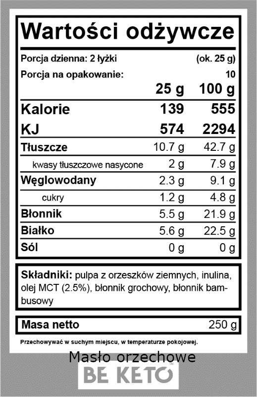 Keto Krem z Olejem MCT BeKeto - Różne Smaki 250 g (Smak: orzech-laskowy)