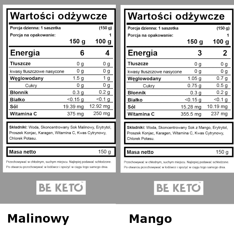 Galaretka Dietetyczna Konjac BeKeto - W czterech różnych smakach - 150 g (Smak: tropikalne-mango)