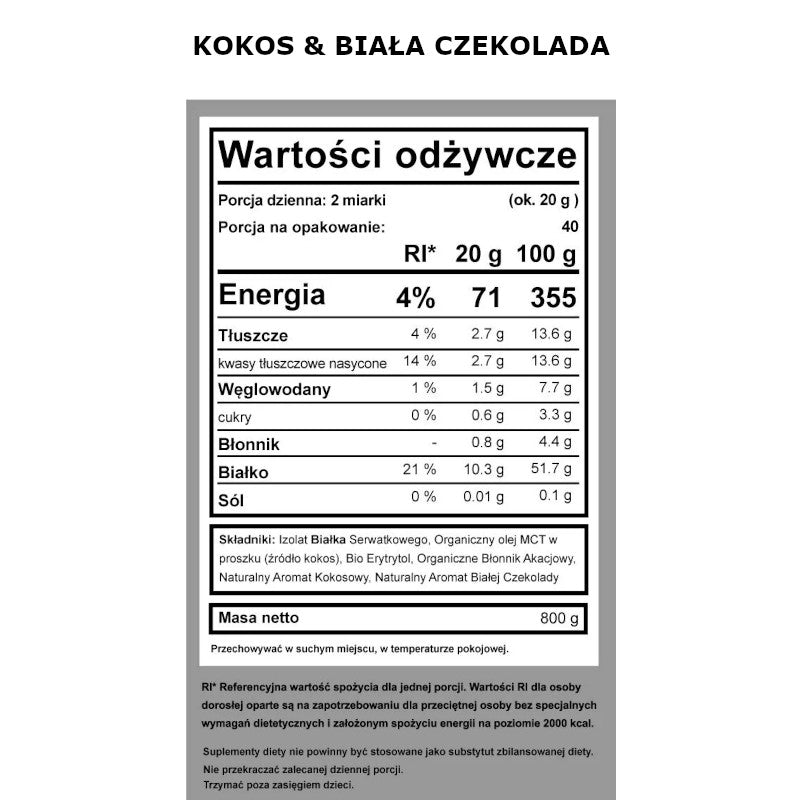 Keto Izolat Białka z olejem MCT BeKeto 800 g - 3 pyszne smaki (Smak: francuska-wanilia)