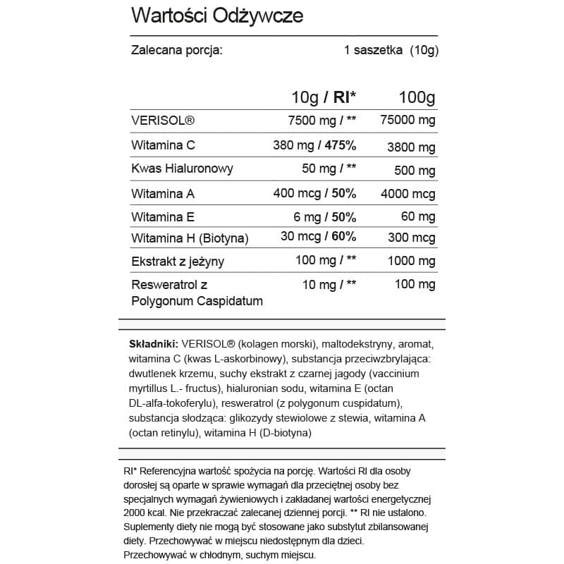 Kolagen morski VeriBosco 7500 mg o smaku owoców leśnych w saszetkach The Collagen Company (Opakowanie: 30-saszetek)