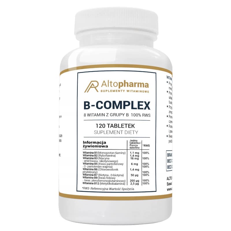 Witamina B Complex 100% RWS 8 witamin z grupy B Alto Pharma - 120 tabletek